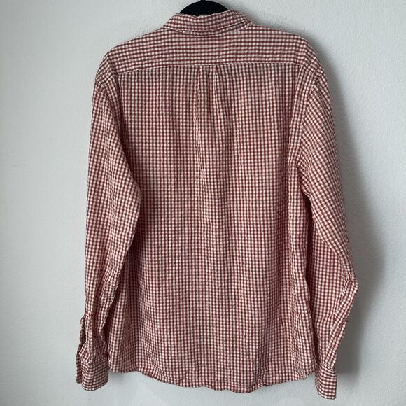 J.Crew Mens Button Shirt Xl Classic Fit Check Long Sleeve Seersucker Org Cotton - Picture 5 of 8